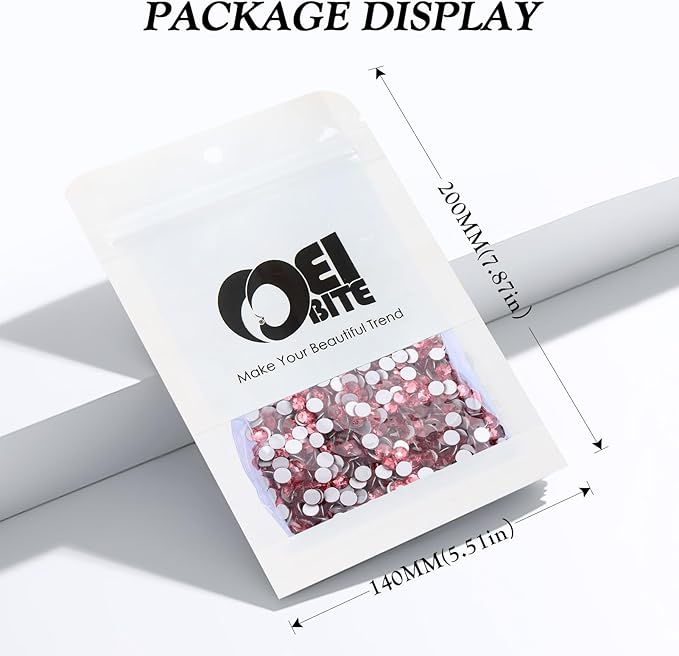 Rose Flatback Rhinestones, Glass Rhinestones for Nail Art and Craft, Glue Fix, Loose Crystal Gemstones(Rose, SS20, 2880pcs, 4.6-4.8mm)