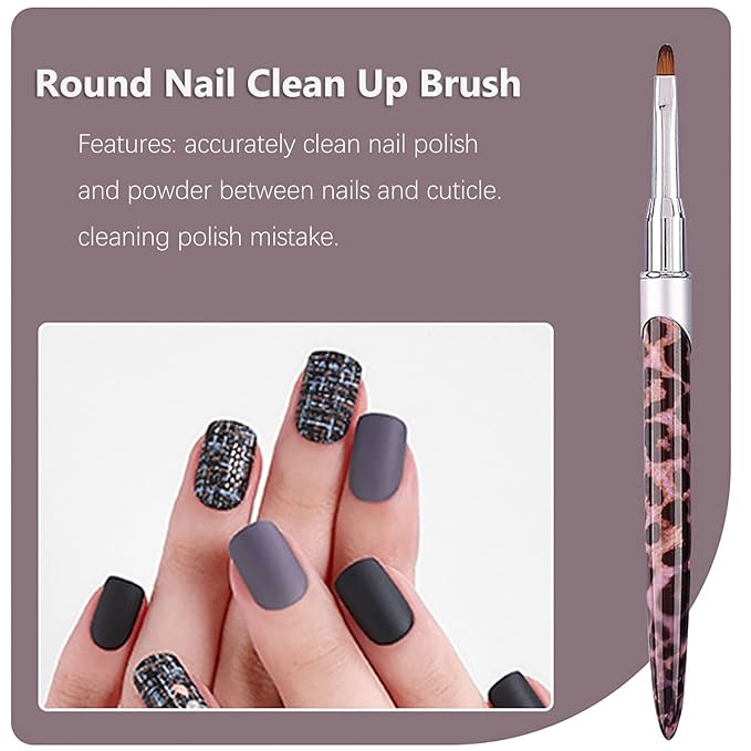 DANNEASY 2pcs Nail Clean Up Brush Nail Polish Remover Brush Nail Art Brush Set Nail Design Brushes Acrylic Nail Brush for Cleaning Nail Polish Nail Art Tools