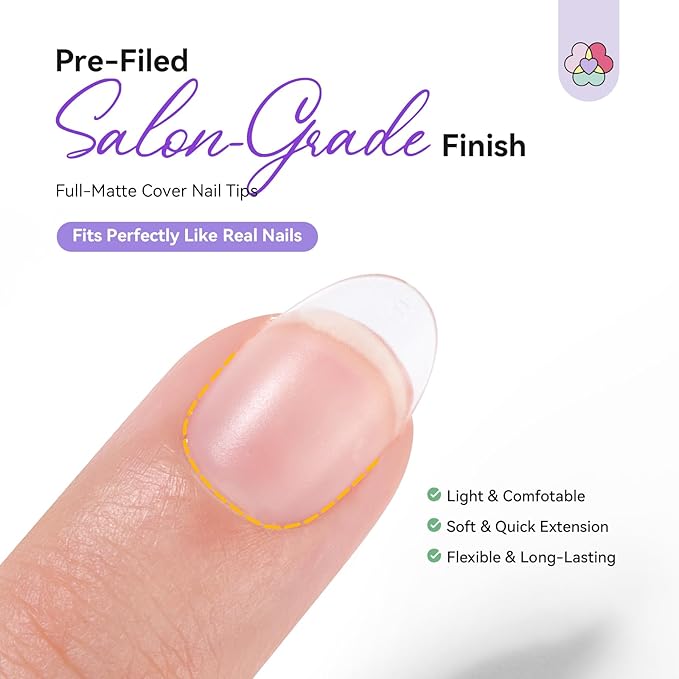 SAVILAND Advanced Gel Nail Kit Almond: 15 Sizes Extra Short Almond Nail Tips with Nail Drill & U V Lamp 500 Pcs Salon Grade Full Matte Nail Tips 30-Day Long Lasting Home DIY Beginner
