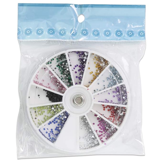 Nail Art Rhinestones Fake Pearl Gems Jewelry Decorations Manicure Wheel (5 Wheels, Small Multi Color)