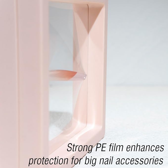 LIGHT RAIN Press on Nail Packaging for Salon - 3.5 x 3.5 X 0.8 Inch 3D Floating Frame, Storage Box Case 24 pcs, Display Card 24 pcs, Pre-cut Double Sided Strong Tape 48 pcs, OPP bag 24 pcs, Pink Color