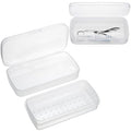 JUXYES 2 PCS Plastic Sterilizing Tray for Nail Art Accessories Tools, Portable Nail Art Tool Sterilizer Tray with Strainer, Fully Transparent Storage Box Organizer for Tweezer Manicure Tools