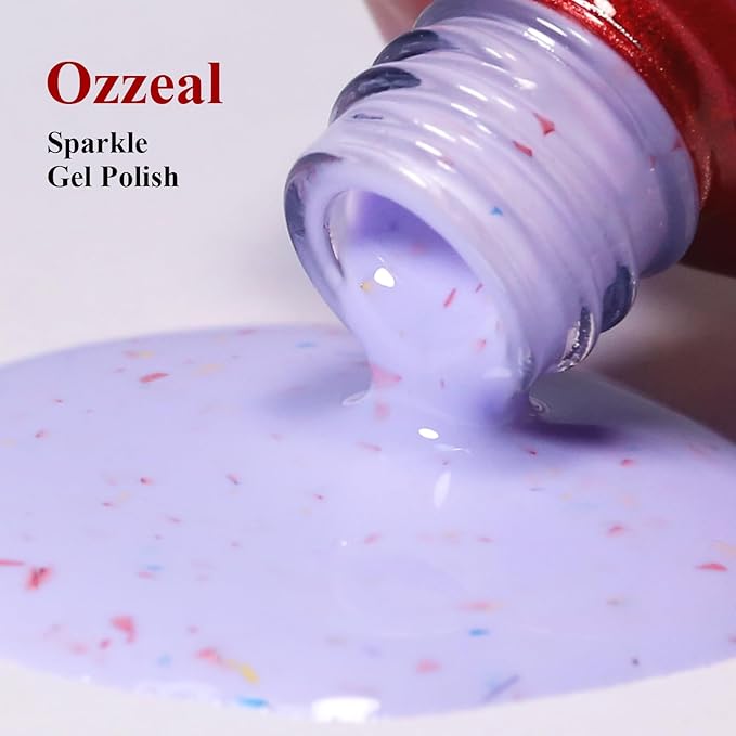 Pastel Gel Polish,0.5 Fl Oz Light Purple Flake Glitter Gel Nail Polish Macaron Spring Summer LED UV Speckled Sparkle Art Starter Manicure Salon DIY Nail