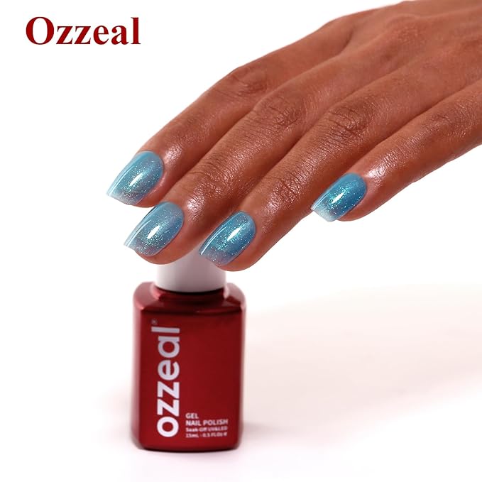 Clear Blue Iridescent Glitter Gel Nail Polish - Sparkle Shimmer Summer Rainbow Soak Off LED UV Gel Nail Polish for Art DIY Manicure 15ML