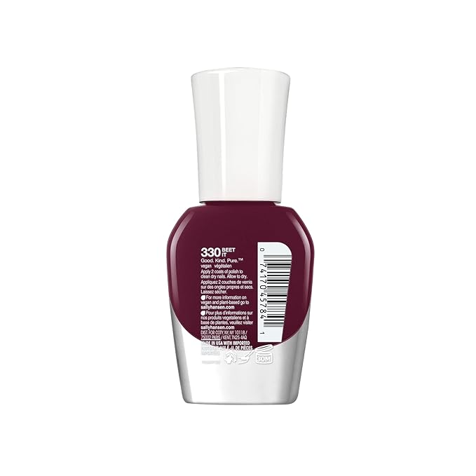 Sally Hansen Good Kind Pure Vegan Nail Polish, Beet It, 0.33 Fl Oz, Packaging May Vary (Pack of 2)