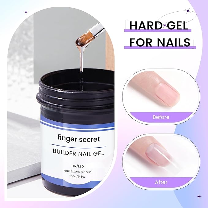 Hard Gel Builder Gel for Nails Long-lasting Strong Clear 3D Sculpting for Nail Extension 5.3fl.oz (clear, 5.3fl.oz)