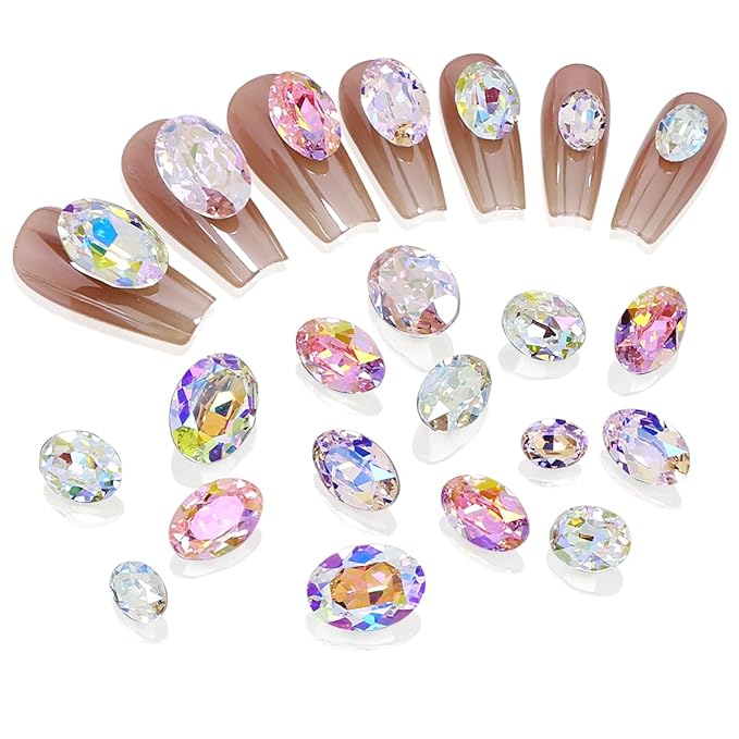 DONGZHOU 48pcs Large Rhinestone, 3D Nail Art Crystals, K9 Glass Stones, Sparkle Nail Beads, Rhinestones for Manicure Decoration DIY Crafts