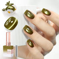 Double Rhythm 0.5 Oz Cat Eye Gel Polish with Magnet Same Color Same Bottle Holographic Glitter Shimmer Translucent Color Salon 15 ML Magnetic Nail Art (Sage Green-MC1277)