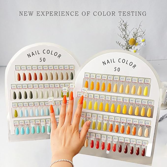 Acycoin2A 50 Colors Magnetic Detachable Nail Color Testing Plate Stand Visible Acrylic Nail Polish Dip Powder Color Display Board Nail Art UV Oil Glue Showing Tools