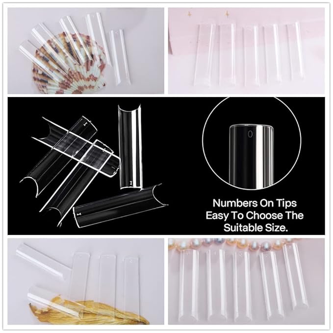 UNA GELLA Tapered Square Nail Tips XXL 216 PCS No C Curve Nail Tips Extra Long Straight Nails Half Fake No Trace for Acrylic Tips for Home DIY with Box