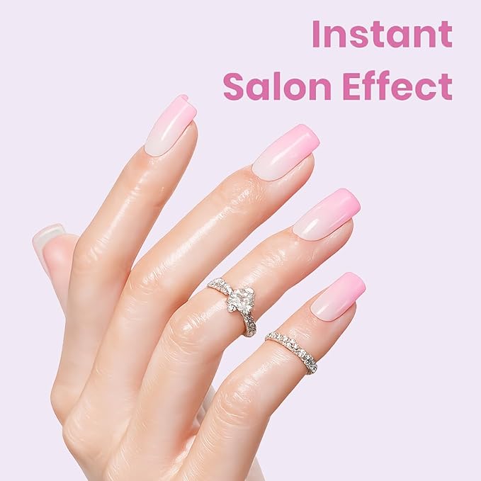 Beetles Tipex Lite Instant Apex Nail Tips, Short Square, 16 Sizes | 00–14, Built-in Apex Acrylic Tips for Flat & Natural Nail Beds, Beginner-Friendly Easy DIY Nail Extensions