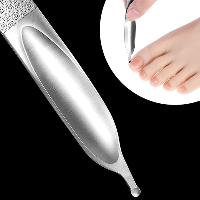 Curved Nail File 4.9 inch Stainless Steel Double-Sided Toenail File for Thick Toenails Metal Finger Nail Buffer for Smooth, Shiny, Salon-Worthy Nails for Women and Men
