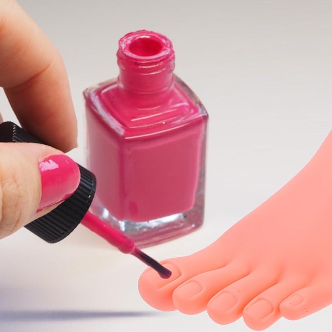 FRCOLOR Nail Art Practice Foot Model Flexible Manikin Silicone Pedicure Training Tool for Manicure Nail Tips Application