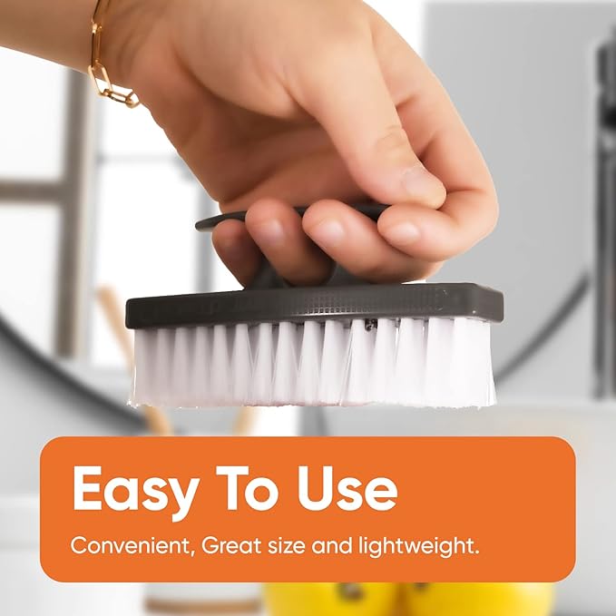 Superio Nail Brush for Cleaning Fingernails, Nail Scrubber - All-Purpose Stiff Cleaner for Hands, Feet, Home, Kitchen, Work - Small Scrub Brush - (2, White/Black)