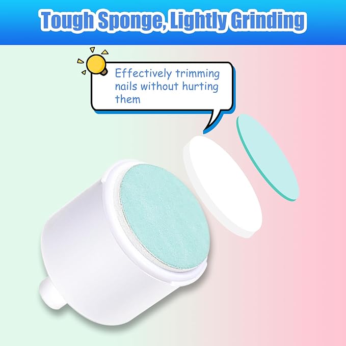 Replacement Pads Compatible with Frida Baby Electric Nail Buffer, 12 Pieces Baby Nail Trimmer Pads Grinding Heads Suits to Newborn and Adults (6-12, 12+ Months)