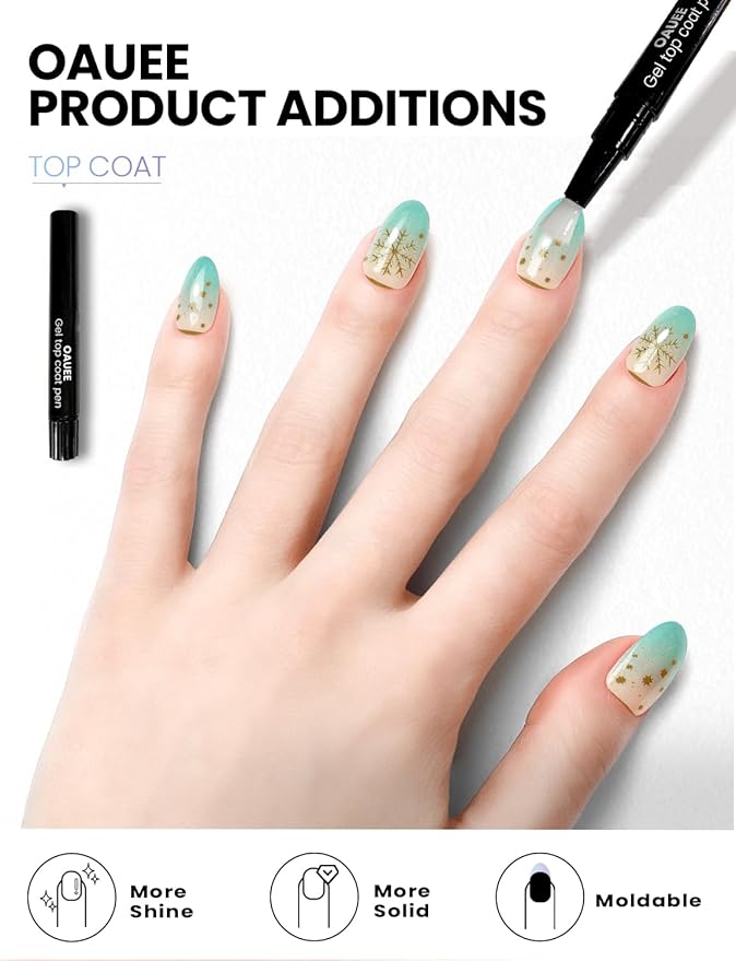 Semi Cured Gel Nail Strips | Built-In Gel Top Coat | UV Light Required | Salon Quality, Easy Application And Removal (Gilded Snow Globe Reverie ）