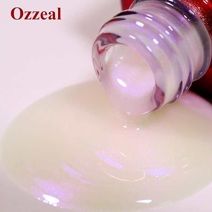 Pearl Gel Nail Polish, Purple Transparent Shimmer Shell Nail Gel Polish Glitter Mermaid Iridescent Pearlescent Sparkle Spring Summer Soak Off Led UV Manicure 15ML