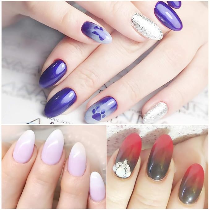 SILPECWEE 3pcs Ombre Nail Brush Set - Nail Art Brushes with 4 Replaceable Sponge Heads - Nylon & Acrylic Handle - Gradient, Sponge & Ombre Nail Design Tools