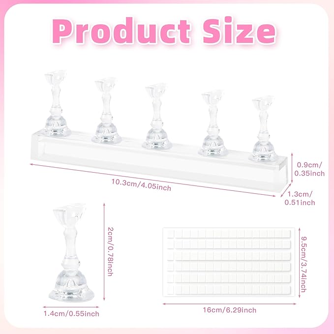Nail Stand Nail Holder for Painting Nails 2 Sets Press on Nails Stand Display with 96 Pcs Reusable Adhesive Putty Clay Magnetic Acrylic Nailss Art Tools Accessories for DIY Salon Supplies Transparent
