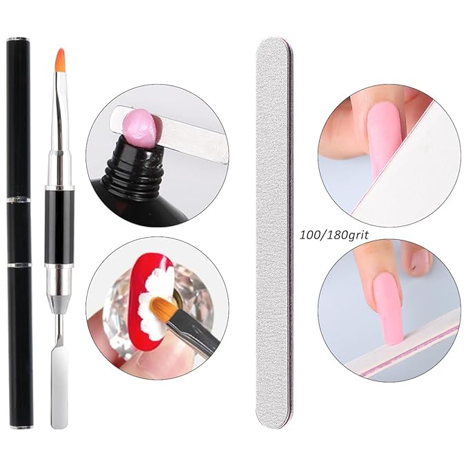 Dual Forms for Polygel, 348PCS Nail Molds for Builder Gel, 12 Sizes Stiletto Ballerina Coffin Dual Forms Poly Gel Tips, Extension Form with 10PCS Nail Clips Extension Tools Kit