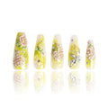 LOVFUL Press on Nails Seraphina's Garden | Handmade with Full Covered Crystals | Reusable Full Cover Nails | Coffin Classic Regular 1.3 in | H460-S