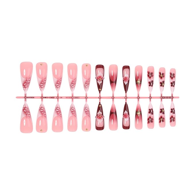 32 Pcs French Tip Short Square Press on Nails, Seenssy Soft Gel Nail Tips for Women, Reusable Stick on Nails in 16 Sizes - Glue on Nails Short Press on Nails