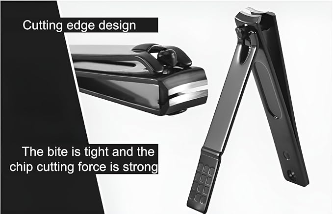FIXBODY Nail Clippers, Black Stainless Steel Fingernail & Toenail Clippers & Nail File,Great Christmas Gift,Stocking Stuffers for Men and Women