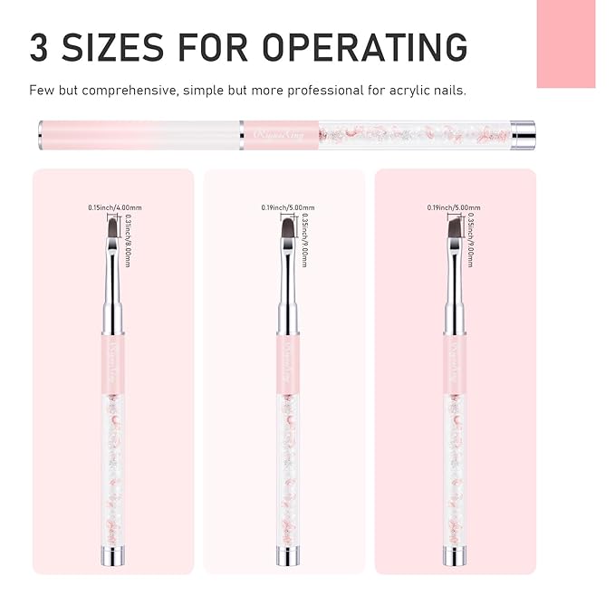 3PCS Nail Art Clean Up Brushes -Round/Angled Nail Brushes for Cleaning Polish Mistakes on the Cuticles, Brushes for Nail Art and Designs Painting DIY