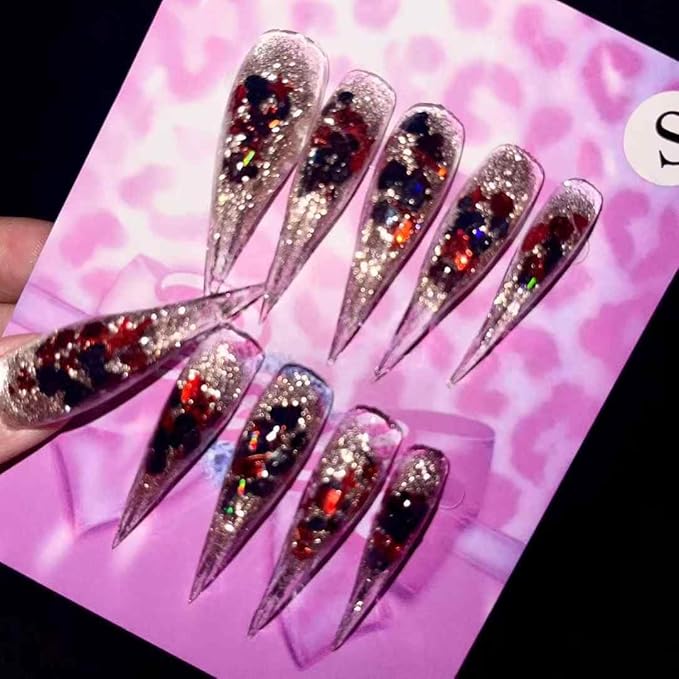 3D Nail Art Press on Nails with Alien Themed Style Ancient Inspiration Easy Wear Reusable Size M
