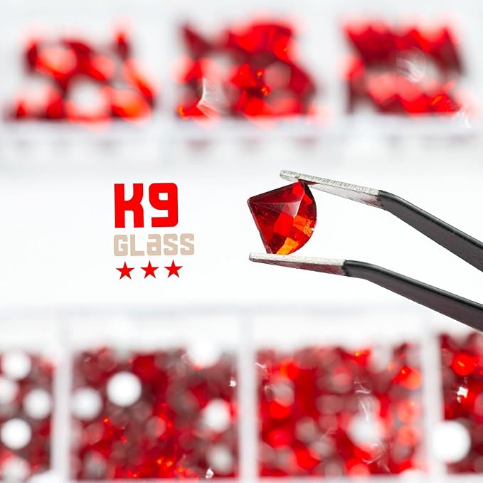 2052Pcs Red Nail Rhinestones 72 Multi Shapes Siam Red Rhinestones for Nails Flatback Nail Gems K9 Glass Round Ruby Red Beads Stones Diamonds Nail Charms Art for Nails Faces Eyes Makeup Crafts
