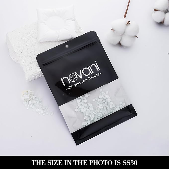 Novani 576 Pieces Flatback Rhinestones Glass Round Gems Neon-White Crystals for Nail Art DIY Crafts Clothes Shoes,SS30,6.4-6.6mm
