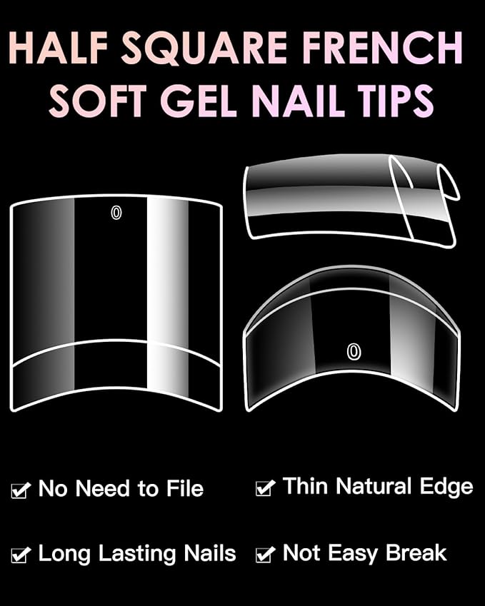 Short Square French Nail Tips, BORNBYME 120 PCS Clear False Nails Acrylic Nails Tips Half Cover Nail Extenison Tips Gel Nail Tips Acrylic False Nail Tips