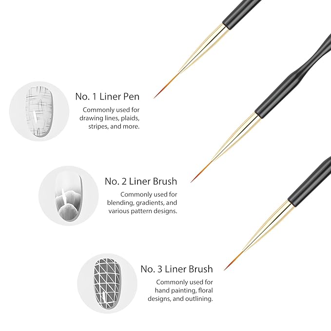 Nail Brush Wooden Nail Brush Acrylic Nail Art Brushes Nail Pens Nail Gradient Brush Nail Design Brushes Nail Art Tools （5Pcs for pack）