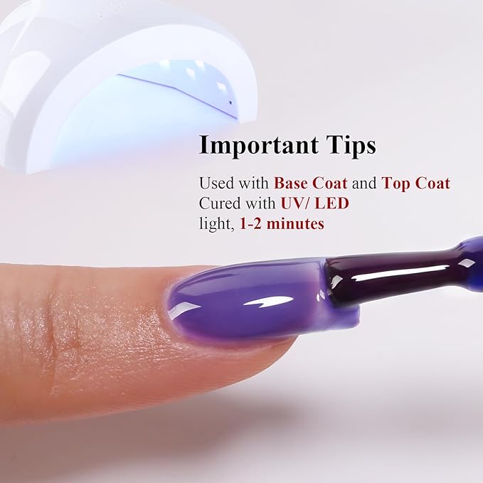 Jelly Gel Nail Polish, Bright Purple Jelly Nail Polish Gel Translucent Sheer Purple Blue Fall Winter Nail Gel Polish Soak off UV LED Light for Nail Art DIY Manicure 0.5 Fl Oz