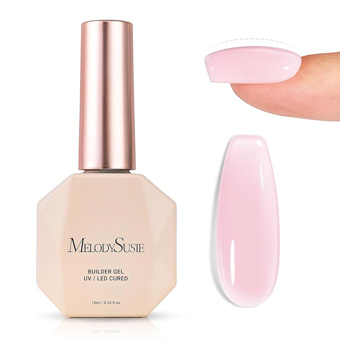 MelodySusie Builder Nail Base Gel Pink Builder Gel for Nails Thickening, Soak Off UV Gel,Extension Gel Rhinestone Nail Glue Gel in a Bottle for Nail Art Design Gift for Women-76