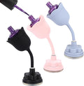 Nail Polish Bottle Holder, Rose-Shaped with 360° Rotating Stem, Tilted for No-Spill, Strong Suction Cup, All-Bottle Fit (3-Pack Pink/Black/Blue)