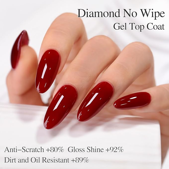 Double Rhythm 0.5Oz No Wipe Clear Gel Top Coat Base Coat Hema and Tpo Free 2 Pcs 15ML Gel Polish Soak Off Manicure DIY Home Salon (Top Coat Base Coat)