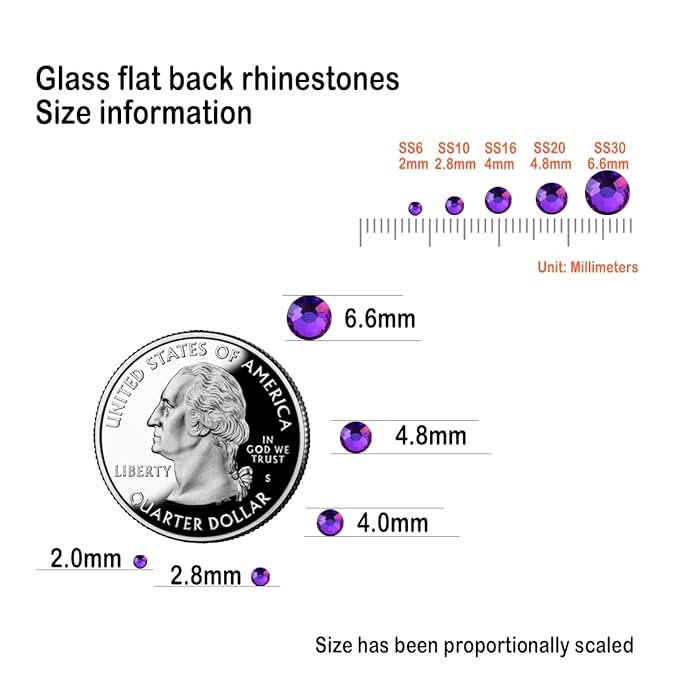 Flatback Glass Rhinestones,Bedazzler Gems 1440pcs Non Hotfix Crystal Rhinestones for Nail Charms Crafts Clothes Tumblers,Purple Velvet,SS20