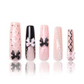 LOVFUL Press on Nails Ballerina| Handmade with Full Covered Crystals| Reusable Fake Nails| Square Mid length 1.7in| H237-L