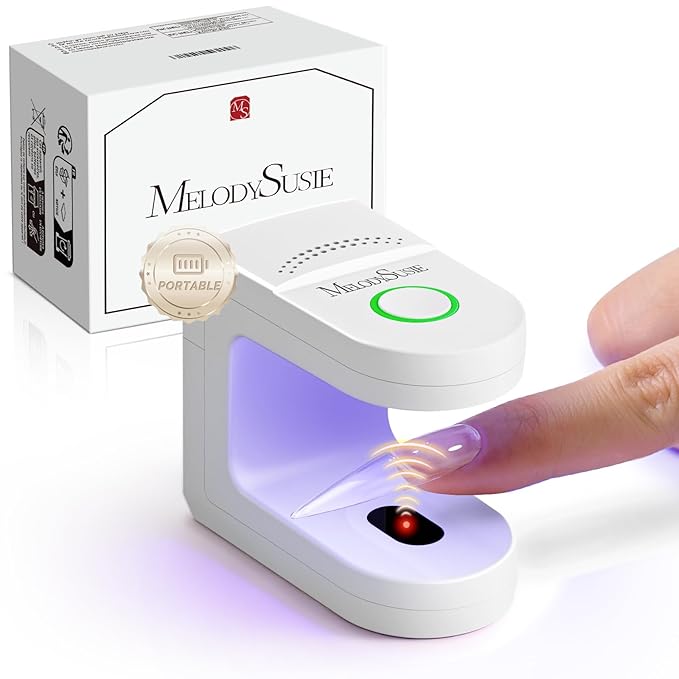 MelodySusie Pocket-Sized Cordless UV Nail Lamp, P-ART04G Rechargeable Mini Hands-Free UV LED Light with Smart Sensor & 2 Timers Flash Cures All Soft Gels, Especially Rhinestone Glue & Liner Gel