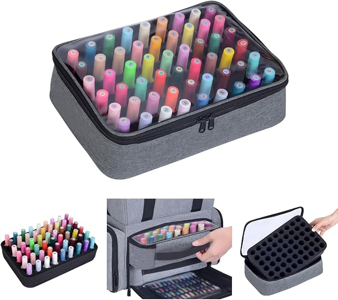 Small Clear Nail Polish Organizer Case Holds 54 Bottles(15ml-0.5fl.oz) Multifunctional Nail Polish Bag, Cosmetic Travel Makeup Bags for Women, Grey