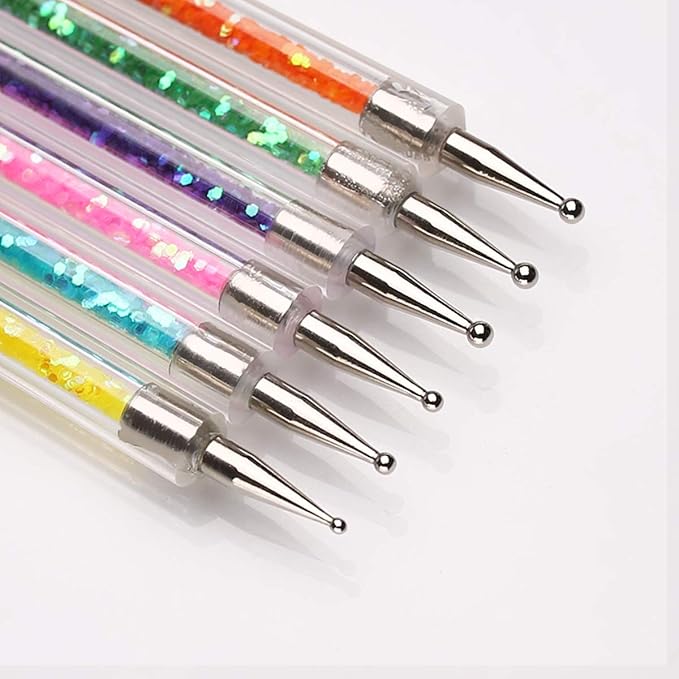 6PCS Nail Art Brushes,Double Ended Nail Liner Brush Dotting Pen Nail Art Point Drill Drawing Tools,Double Ended Nail Art Brushe for DIY Nail Art Designs (Style A)