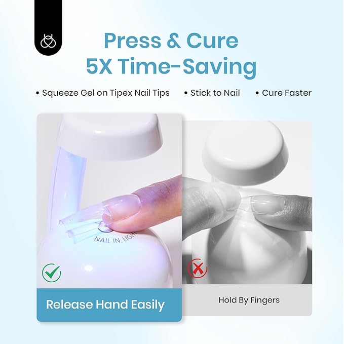 Beetles Tipex Nail Glue Gel 20g, Solid UV Nail Glue for Tipex Instant Apex Nail Tips, No Hand-Hold Needed, Strong Hold 28+ Days, Bubble-Free Adhesion, Beginner-Friendly Soak Off Nail Extension Glue