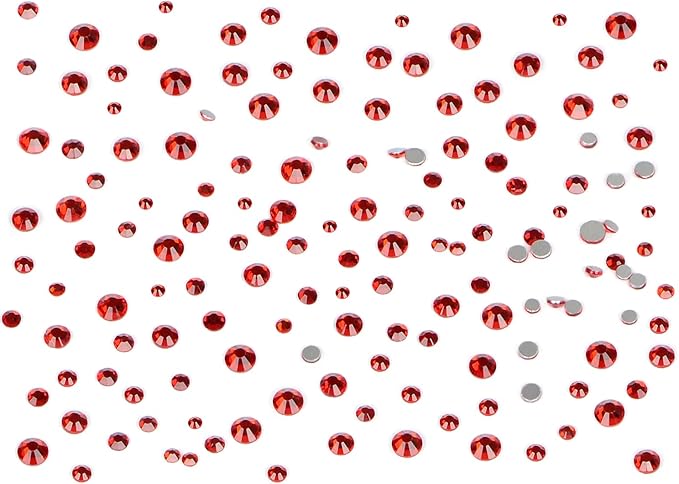 Bymitel 7200 Pieces 6 Mixed Sizes Glue Fix on Glass Rhinestones Round Crystal Gems Flatback for DIY Jewelry Making with one Picking Pen (6-Sizes 7200PCS, Siam)