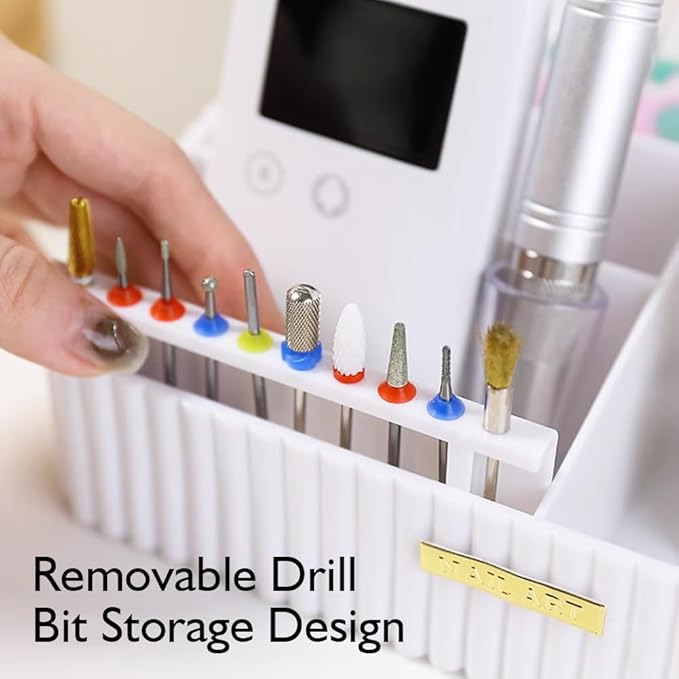 OLizee® Acrylic Nail Drill Bits Holder with 10 Holes Nail Drill Machine Holder Nails Manicure Tools Box Nail Drill Bit Organizer for Home and Nail Salon Use