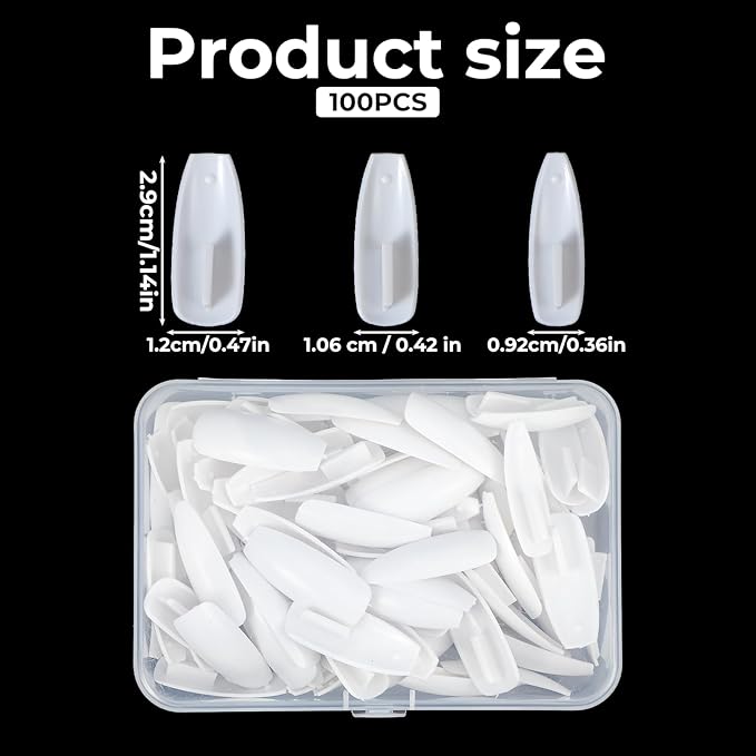 100 Pcs Nail Practice Nail Hand Practice Replacement Refill Nails Tips for Refill Acrylic Nails Practices for Art Manicure Supply for DIY Art Salon Tool White