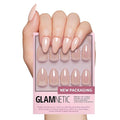 Glamnetic Press On Nails - Los Angeles Fake Nails | Solid Opaque Blush Nude Pink Short Almond Nails in Glazed Finish, Salon Quality | 15 Sizes - 30 Nail Kit with Glue