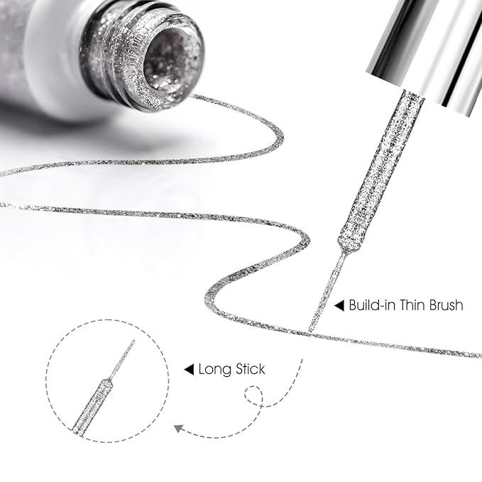 VENALISA Liner Gel Nail Polish 8ML 1 Pcs Silver Gel Polish For French Tip With Thin Brush Nail Art Swirls Nail Design Soak Off UV DIY at Home Manicure Salon