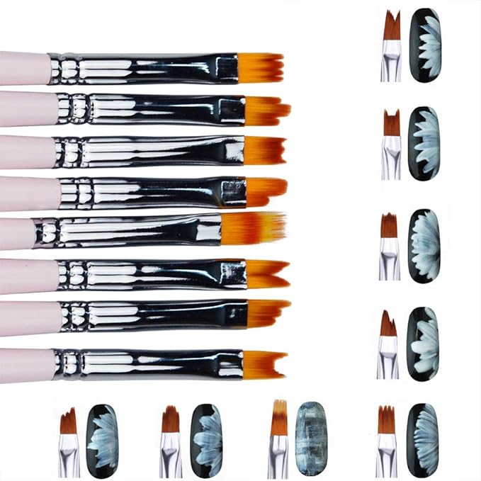 8 Pcs Premium Nail Brush Pens with Wooden Handle – UV Gel Art Gradient & Flower Design Tools for Professional Manicure, Perfect Valentine’s Gift (Purple Wood)