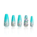 LOVFUL Press on Nails Clubbing Cinderella | Handmade with Full Covered Crystals | Reusable Fake Nails | Coffin Classic Regular 1.3 in | H25-M
